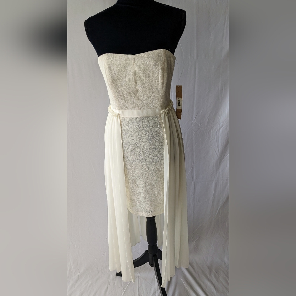 RACHEL Rachel Roy Strapless Embroidered High-Low Lace Dress Ivory Size 0 NEW